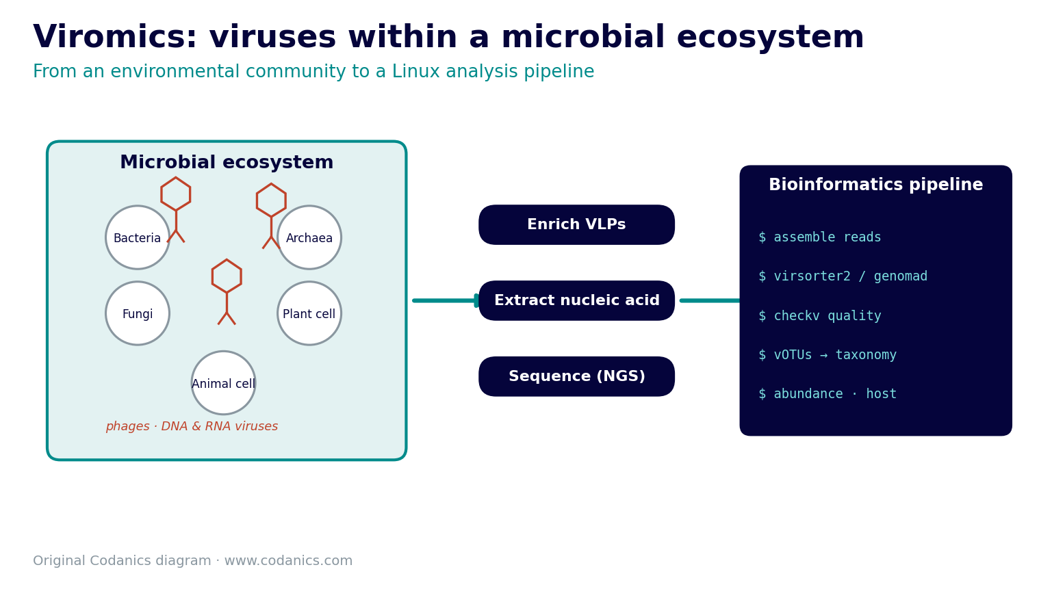 Viromics within a microbial ecosystem feeding a bioinformatics pipeline