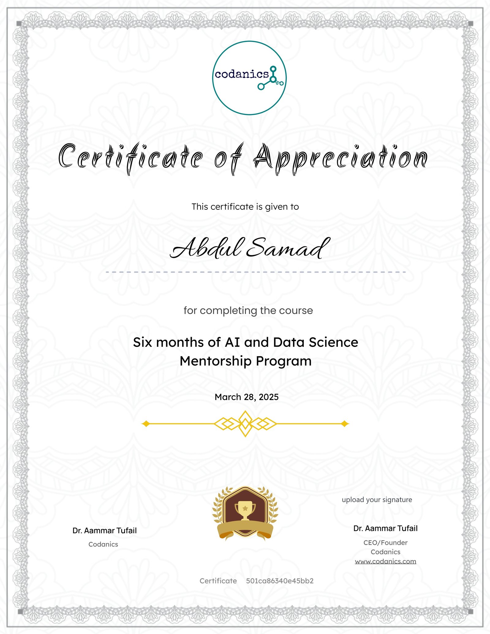 Six months of AI and Data Science Mentorship Program